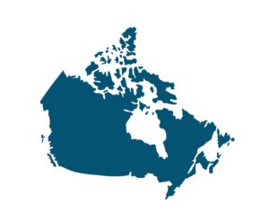 Simple map of Canada in blue on a white background.