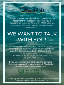 Substance Use Treatment in Youth with FASD: We want to talk with you!