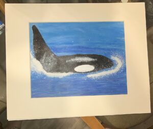 Painting of a whale swimming
