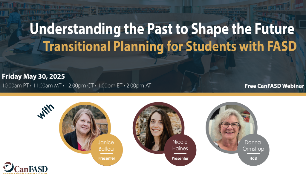 Promotional graphic for an education webinar hosted by CanFASD.